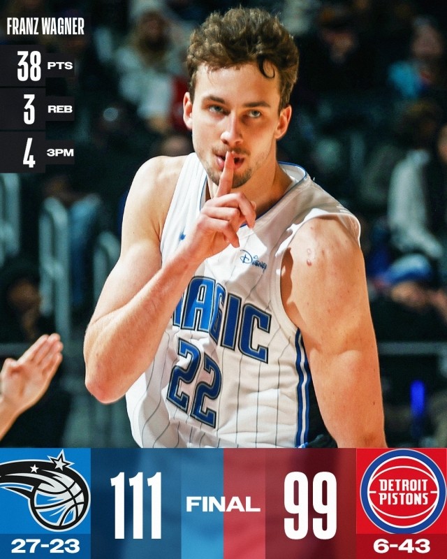 小瓦格纳得分30魔术本赛季不败