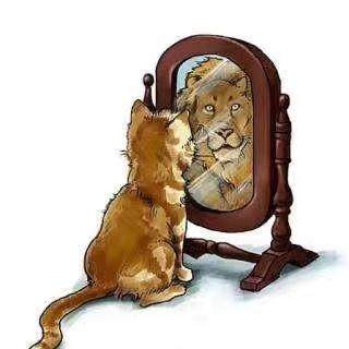 注视着镜中的自己!