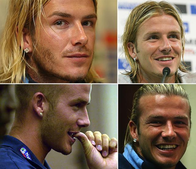 贝克汉姆在生活中有各式的耳钉.