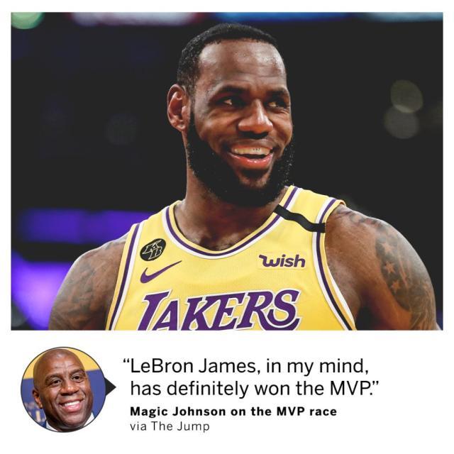 魔术师 约翰逊 在我眼中 詹姆斯就是本赛季的mvp