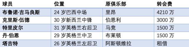 这个冬天不太冷~五大联赛俱乐部重要转会一览