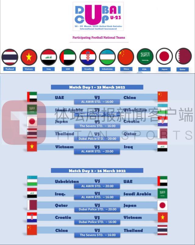 松口气？迪拜杯赛程敲定 U23国足连战阿联酋泰国