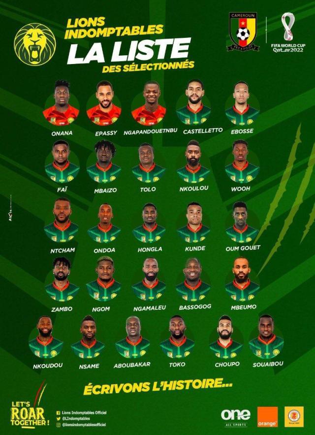 喀麦隆公布世界杯26人名单：舒波-莫廷、