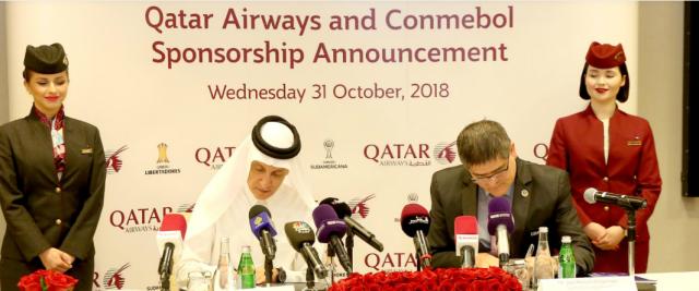 4-卡塔尔队在出战2019年美洲杯赛之前，卡塔尔航空成为南美足联的赞助商之一.png